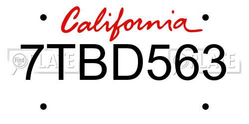 7TBD563 California License Plate