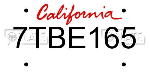 7TBE165 California License Plate