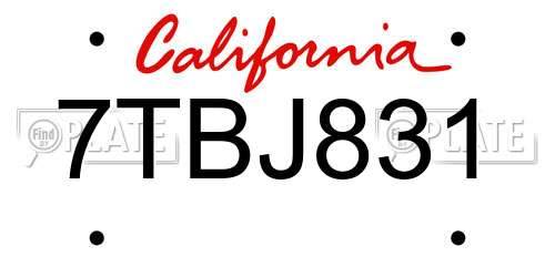7TBJ831 California License Plate
