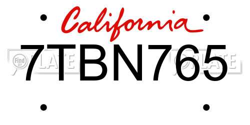 7TBN765 California License Plate