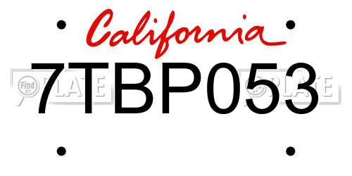 7TBP053 California License Plate
