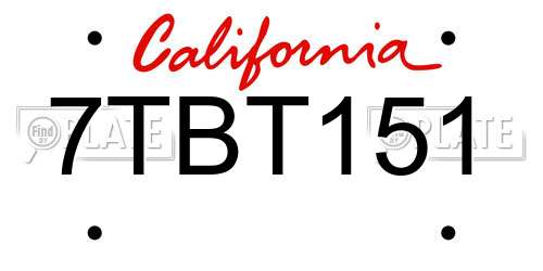 7TBT151 California License Plate