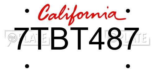 7TBT487 California License Plate