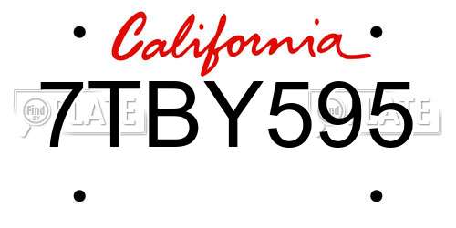 7TBY595 California License Plate