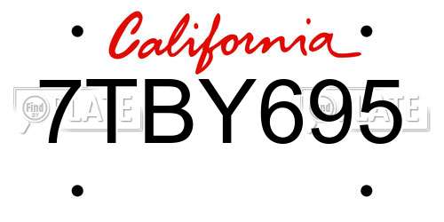 7TBY695 California License Plate