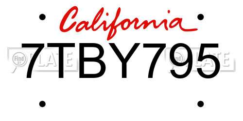 7TBY795 California License Plate