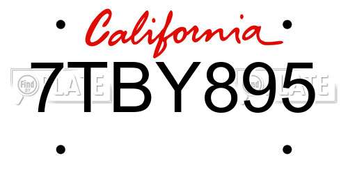 7TBY895 California License Plate