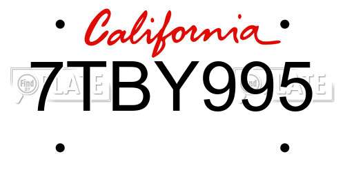 7TBY995 California License Plate