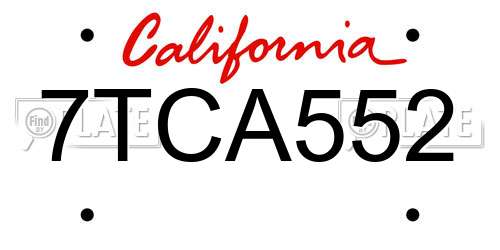 7TCA552 California License Plate