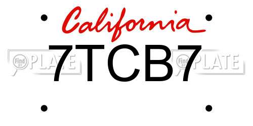 7TCB7 California License Plate