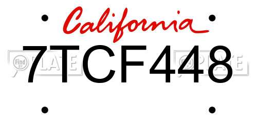 7TCF448 California License Plate