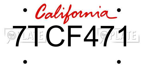 7TCF471 California License Plate