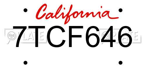 7TCF646 California License Plate