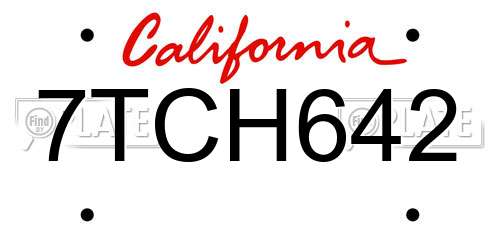 7TCH642 California License Plate