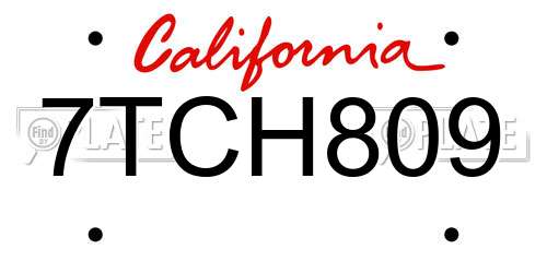 7TCH809 California License Plate