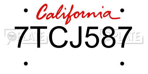 7TCJ587 California License Plate