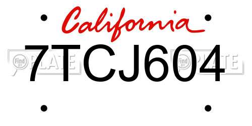 7TCJ604 California License Plate