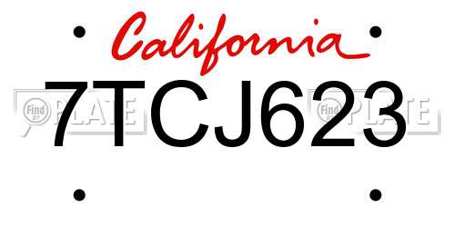 7TCJ623 California License Plate