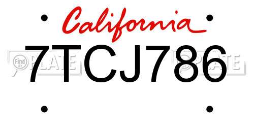 7TCJ786 California License Plate