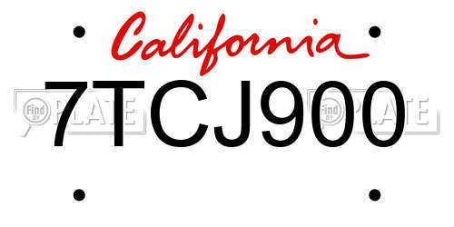 7TCJ900 California License Plate