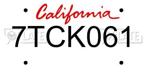 7TCK061 California License Plate