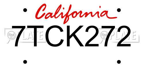 7TCK272 California License Plate