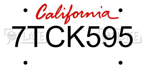 7TCK595 California License Plate