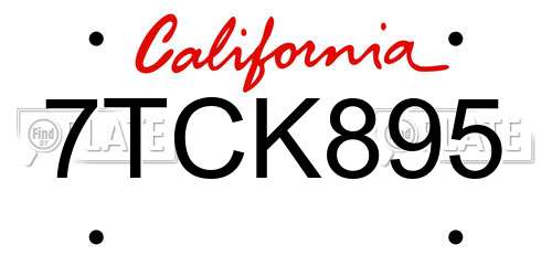 7TCK895 California License Plate