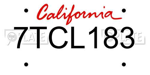 7TCL183 California License Plate