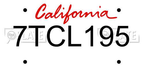 7TCL195 California License Plate