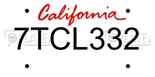 7TCL332 California License Plate