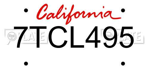 7TCL495 California License Plate