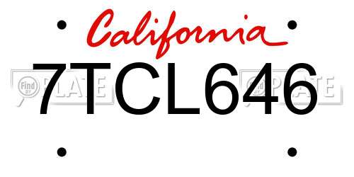 7TCL646 California License Plate