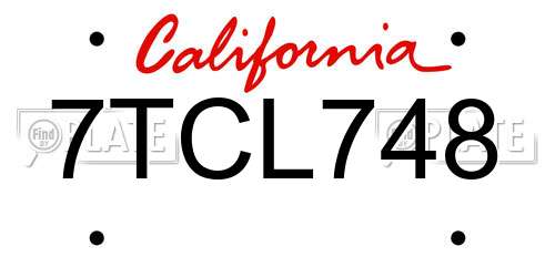 7TCL748 California License Plate