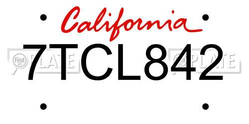 7TCL842 California License Plate