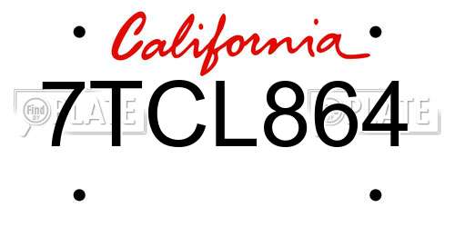 7TCL864 California License Plate