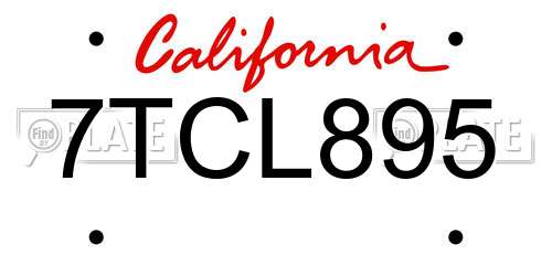 7TCL895 California License Plate