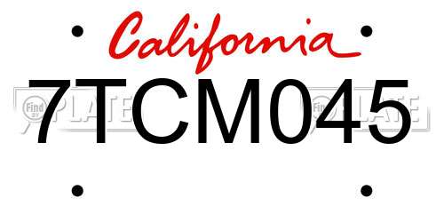 7TCM045 California License Plate