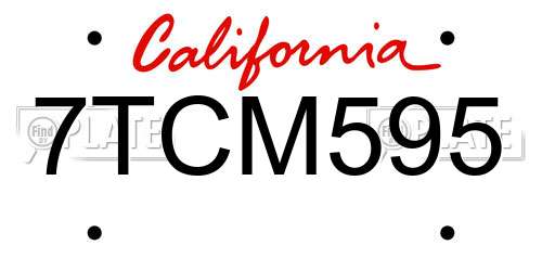 7TCM595 California License Plate