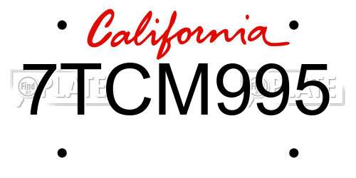 7TCM995 California License Plate