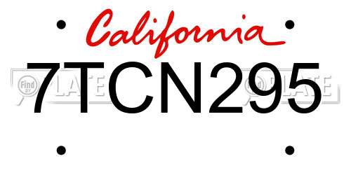 7TCN295 California License Plate