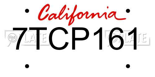 7TCP161 California License Plate