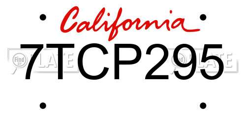 7TCP295 California License Plate