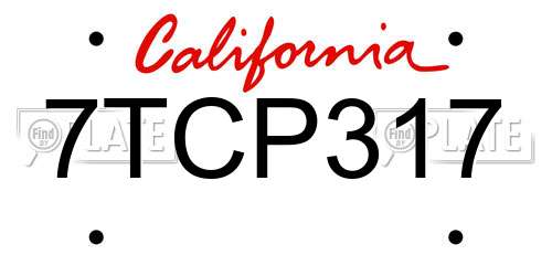 7TCP317 California License Plate