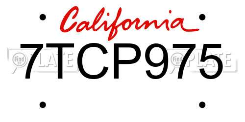 7TCP975 California License Plate