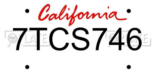 7TCS746 California License Plate