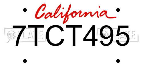 7TCT495 California License Plate