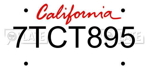 7TCT895 California License Plate