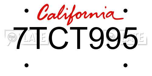 7TCT995 California License Plate
