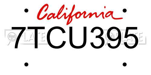 7TCU395 California License Plate
